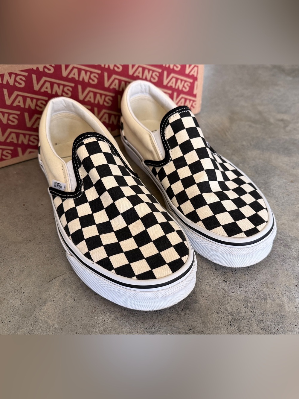Vans Classic Slip-On Checkerboard Black White Size 7 Women / 5.5 Men
